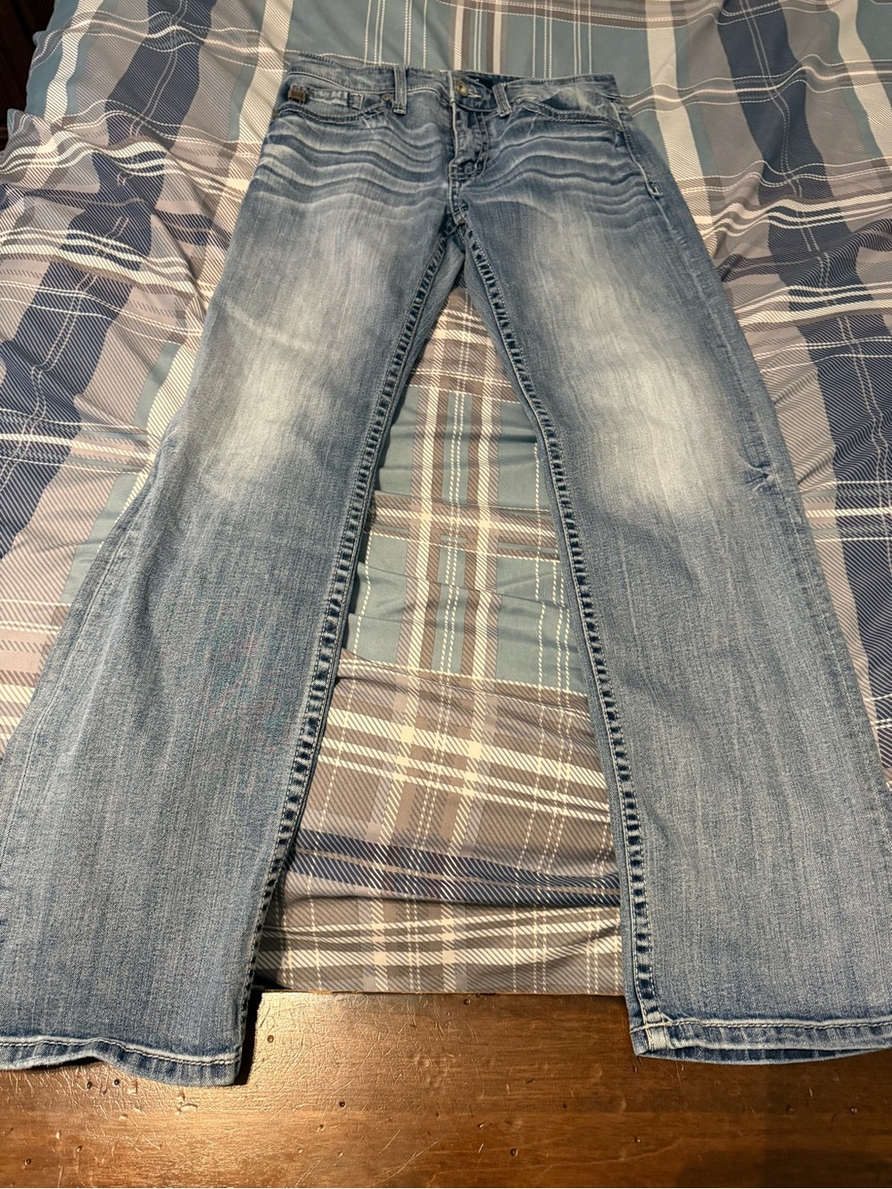 BKE Men’s Bootcut Jeans - Light Blue Faded